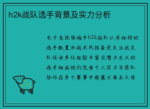 h2k战队选手背景及实力分析